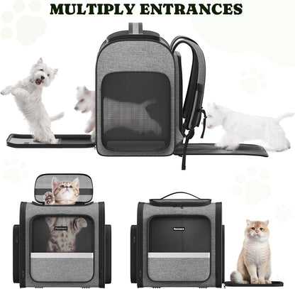 Pawtners Dog Backpack Carrier Large Pet Carrier Backpack for Kitten Small Dogs Puppies & Large Cats Up to 18 Lbs, Breathable Dog Backpack with Anti-Scratch Mesh, Ventilated Design, Perfect for Travel - Pawvie