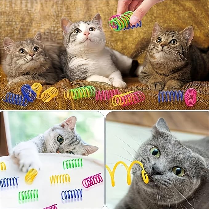 Cat Spring Toy 500PCs Colorful Plastic Spring Coils Attract Cats Cat Accessories for Indoor Cats for All Breeds