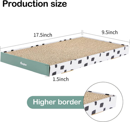 PAWSFANS Cat Scratcher Cardboard Scratch Pad with Box Durable Corrugate Scratching Board Kitty Sofa Lounge Bed Reversible Catnip Included for Indoor Cats,Large (Box, 5pcs)