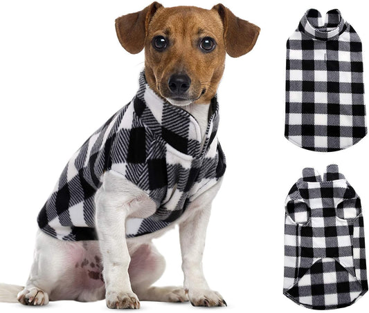 ASENKU Dog Sweater, Plaid Dogs Fleece Vest, Soft Comfortable Pet Pajamas, Warm Winter Puppy Shirt, Cold Weather Coat Jacket Pet Clothes for Small & Medium Dog Breeds