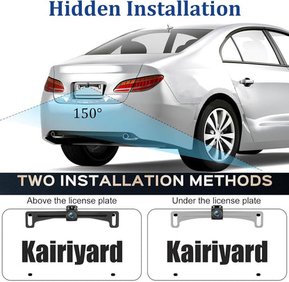 Kairiyard Backup Camera with 7 Inch Monitor, HD 1080P Reverse Rear View Camera Waterproof DIY Grid Lines No-Delay Wired License Plate Camera System for Truck Car SUV