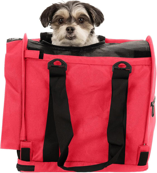 SturdiBag Pro 2.0 Pet Travel Carrier for Cats and Dogs | Soft Sided Pet Carrier Bag with Safety Clips and Seatbelt Straps for Airplane or Car Travel | Cube, Hot Pink - Pawvie