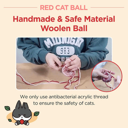 JAYU PET Red Cat Ball [W/O Bell Version] - Handmade Silvervine Cat Toy with Catnip, Interactive Matatabi Ball for Indoor Cats & Kittens, Feline Play Toy & Gift (2.7 inch)
