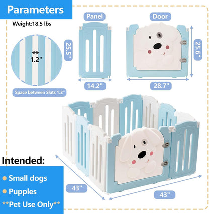 Foldable Dog Play Pen Indoors, Non-Slip Sturdy Puppy Playpen with Door, 25.5" H 10-Panel Adjustable Shape Dog Fence Pen for Small/Medium Dogs, Thickened, Easy to Store