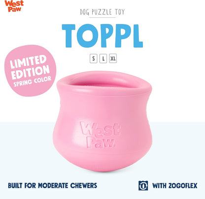 WEST PAW Zogoflex Limited Edition Toppl Treat Dispensing Dog Toy Puzzle – Interactive Chew Toys for Dogs – Dog Toy for Moderate Chewers, Fetch, Catch – Holds Kibble, Treats, X-Large 4.75", Bubblegum