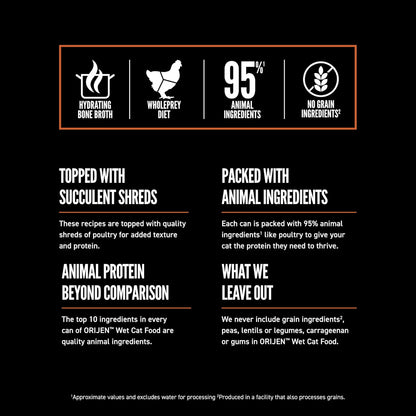 ORIJEN Chunks & Shreds Wet Cat FoodChicken and Tuna Kitten Entrée 5.5oz Cans (6 Count)