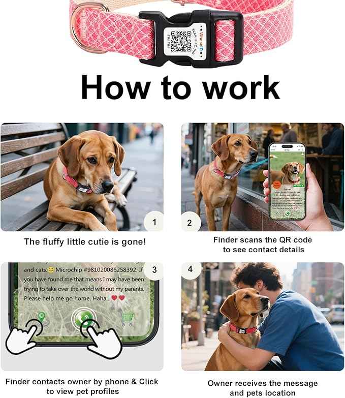 WhoseID Dog Collar with Waterproof AirTag Holder & Anti-Lost QR Code, Cute Bling Warpping Adjustable Width for Small Medium Large Pet (Red, M)
