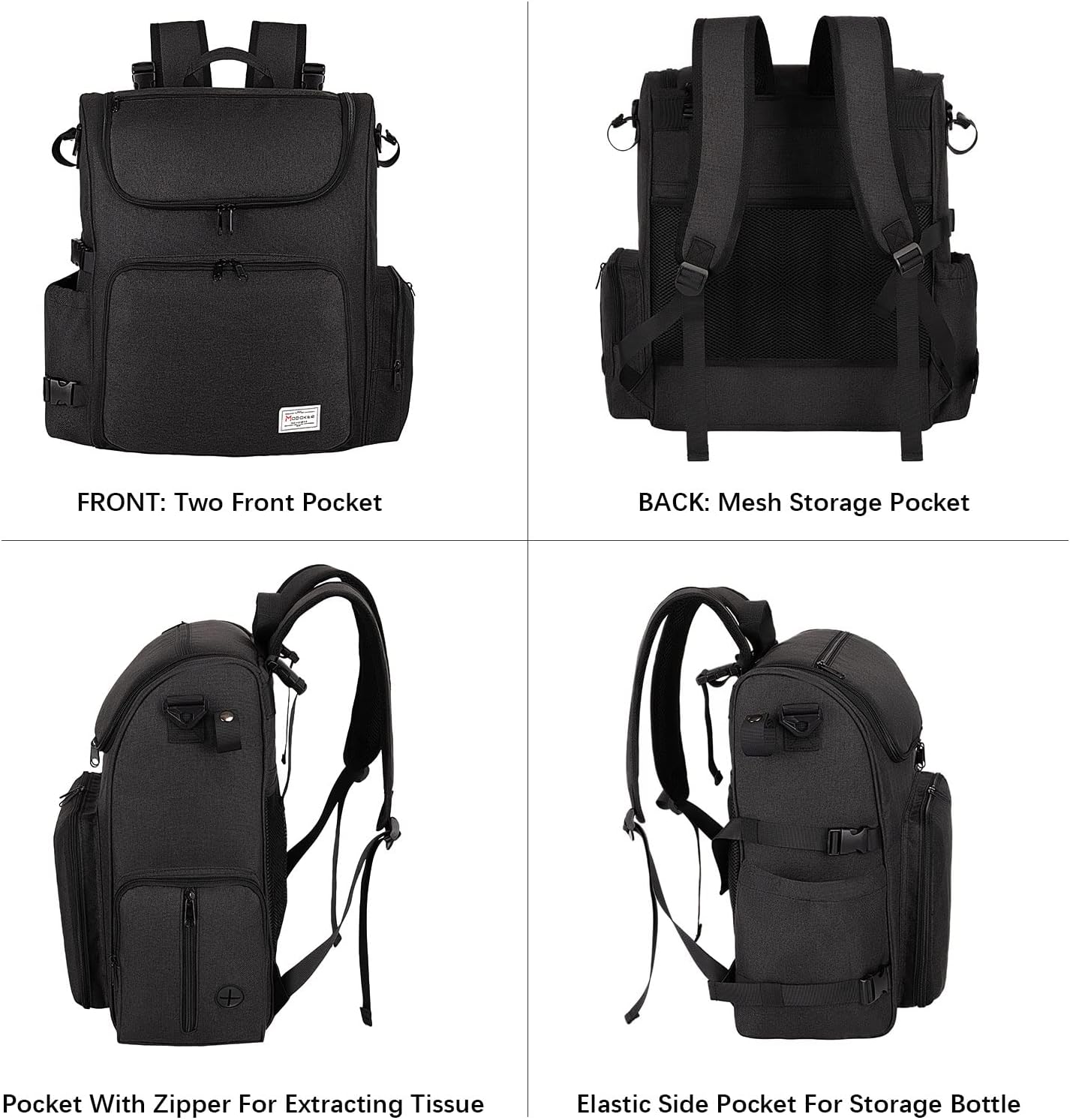 Modoker Dog Travel Bag Backpack, Airline Approved Pet Accessories Organizer for Dog and Cat with Shoulder Strap, 2 Dog Food Storage Containers, 2 Collapsible Dog Bowls,1 Pet Mat, Black - Pawvie