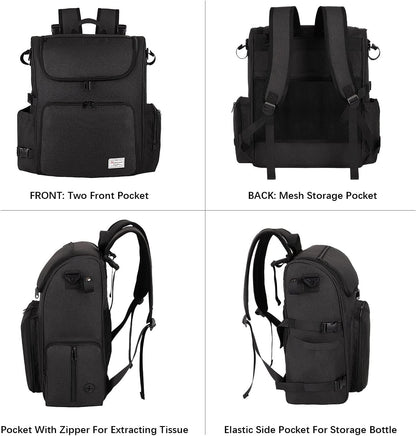 Modoker Dog Travel Bag Backpack, Airline Approved Pet Accessories Organizer for Dog and Cat with Shoulder Strap, 2 Dog Food Storage Containers, 2 Collapsible Dog Bowls,1 Pet Mat, Black - Pawvie