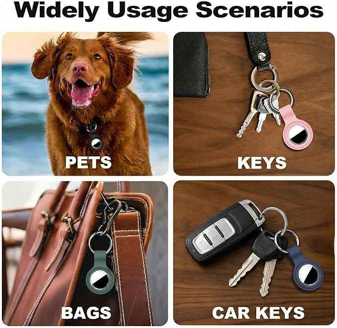 [2 Pack] Car Key Chain Compatible with Automotive Key Fob, Anti-Lost for Air Tag Holder for Vehicle Keys, Silicone Keychains Car Accessories for Men Women, Black
