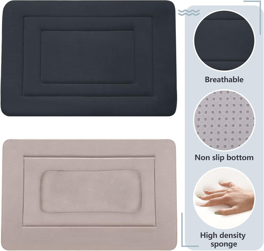 JoicyCo Soft Dog Bed Crate Pad Mat, 48 in Non-Slip Bottom Washable for Extra Large Dogs, Pet Mattress Kennel Pad, Dark Gray