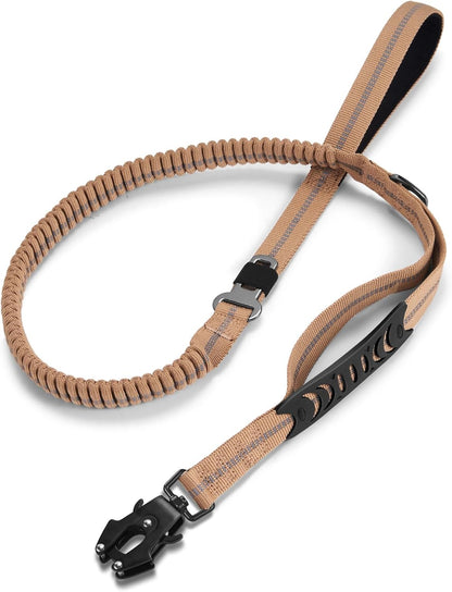 Dog Leashes for Medium Large Dogs Heavy Duty, 4-6FT Shock Absorbing No Pull Dog Leash with Advanced Easy Metal Clip, 2 Comfortable Padded Handles (Coyote Brown)