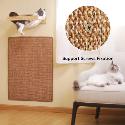 FUKUMARU Cat Scratcher Mat, 23.6 X 15.7 Inch Natural Sisal Cat Scratch Mats, Horizontal Cat Floor Scratching Pad Rug with Sticky Tapes, Protect Couch and Carpets