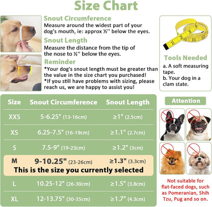 Mayerzon Dog Muzzle with Hook and Loop for Large Medium Small Dogs, Patented Soft Mesh Beagle Labrador Puppy Muzzles for Biting Chewing Grooming, Breathable, Adjustable, Allows Panting Drinking