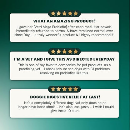 VetriScience Extra Strength Gut Health Easy-Open Capsules, Mega Probiotic and Prebiotic Digestive Supplement for Dogs and Cats, for Diarrhea and Immune Support, 7.5 Billion CFU Per Capsule, 120 Count
