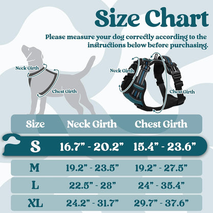 rabbitgoo Dog Harness Small Sized, No Pull Pet Harness with 3 Buckles, Adjustable Soft Padded Vest with Control Handle, Walking Reflective Pet Vest for Small Dogs, Blue Coral, S