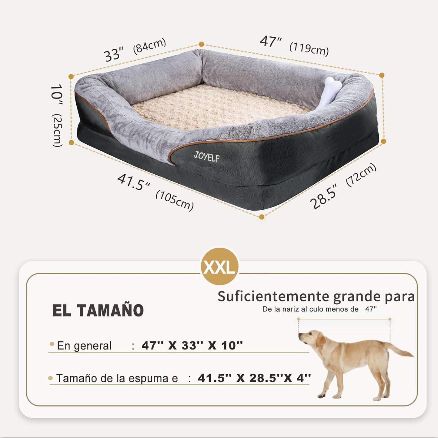 JOYELF XXLarge Memory Foam Dog Bed, Orthopedic Dog Bed & Sofa with Removable Washable Cover for Large Dogs