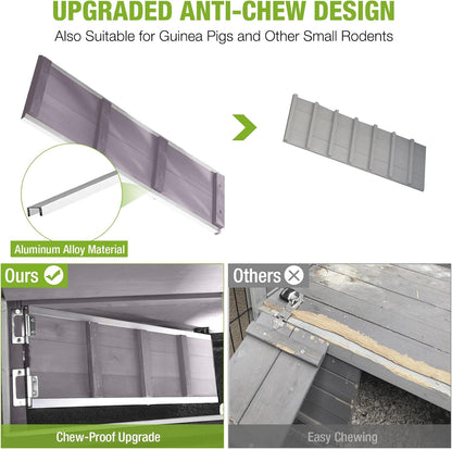 Gutinneen 2-Story Rabbit Hutch with Chew-Proof Ramp, 36" Indoor/Outdoor Rabbit Cage with 4 Casters & 2 Pull-Out Trays, Wooden Bunny Hutch Leakproof Small Animal Cage for Rabbits, Guinea Pigs