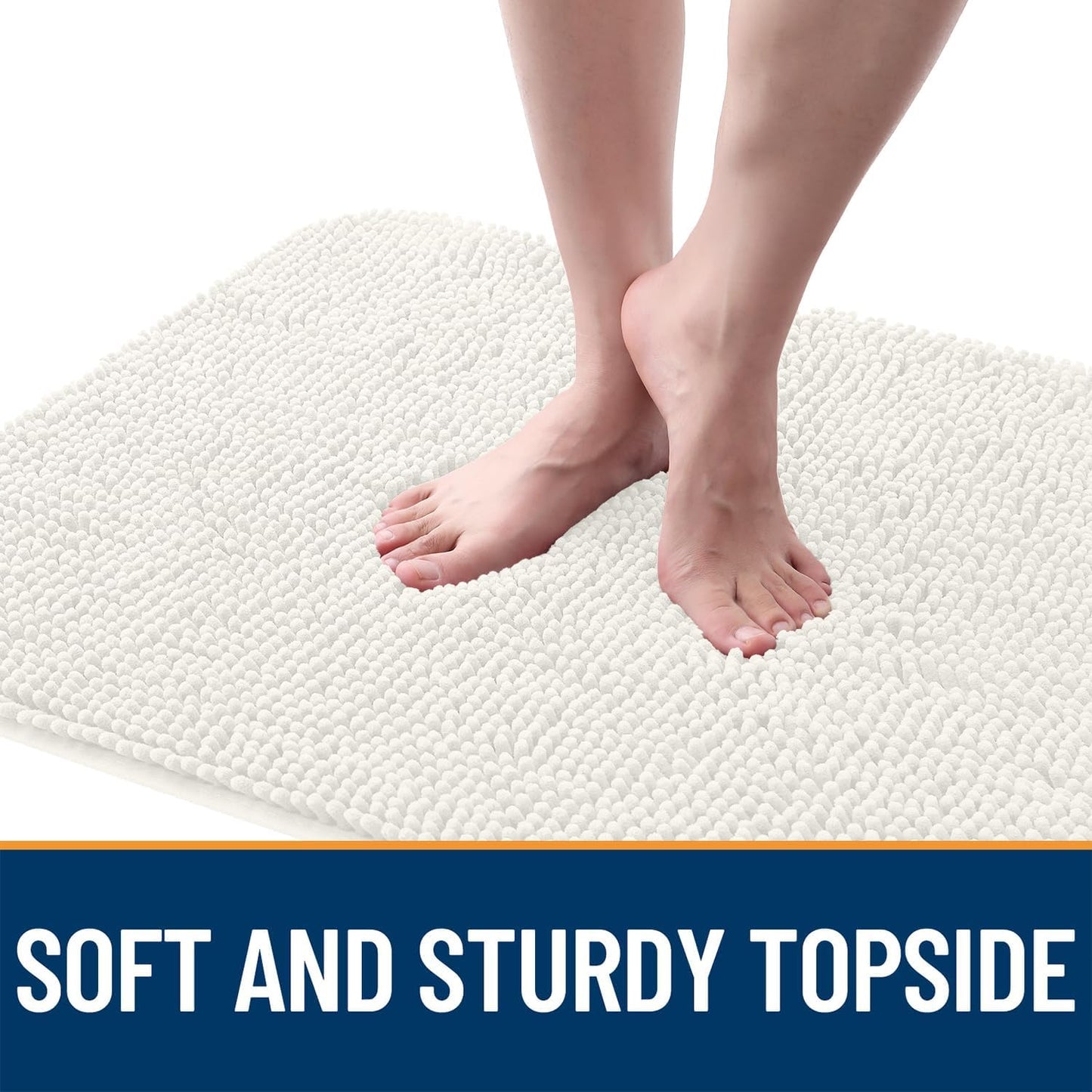 OLANLY Dog Door Mat for Muddy Paws 30x17, Absorbs Moisture and Dirt, Absorbent Non-Slip Washable Doormat, Quick Dry Chenille Mud Mat for Dogs, Entry Indoor Entryway Carpet for Inside Floor, Ivory