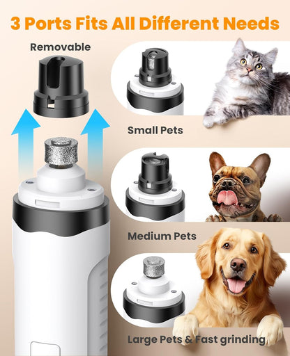 oneisall Dog Nail Grinder and Paw Trimmer Kit 2 in 1 Quiet Rechargeable Electric Pet Nail Grinder with 2 LED Lights and Cordless Dog Grooming Safe Clippers
