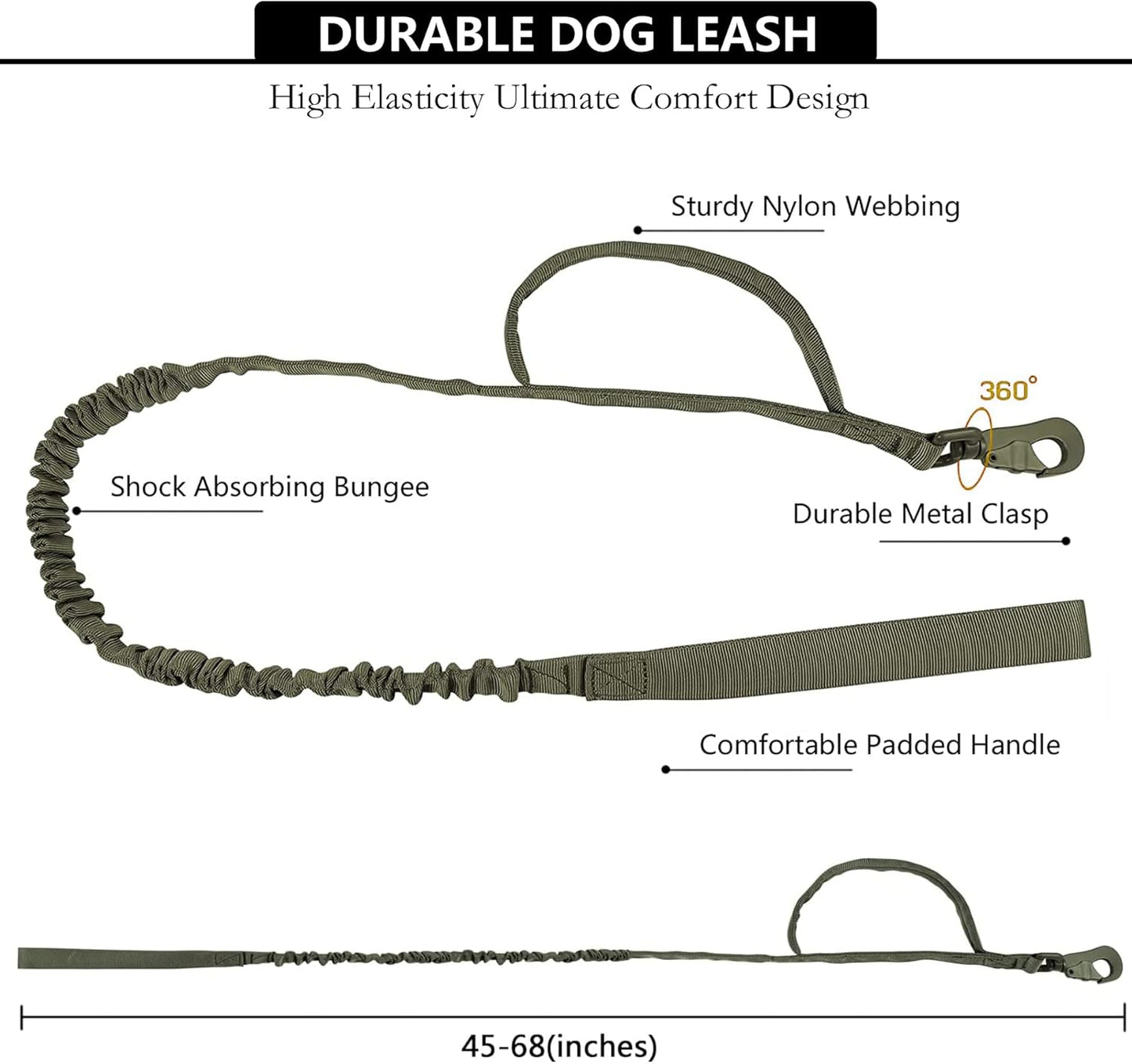 Tactical AirTag Dog Collar Leash Set - Heavy Duty, Adjustable GPS Collar Compatible with Apple AirTag, with Holder & Control Handle for Medium/Large Dogs [ Green, M ]