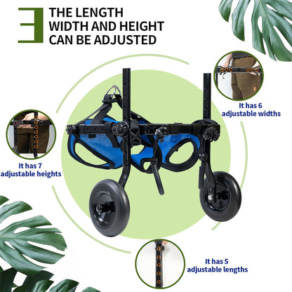 Pet Wheelchair for Leg Support Helps Senior， Wheelchair for Back Legs，Adjustable Pet Cart，Assist a paralyzed pet get Back on its feet，Support Leg Brace and Hip(Small)