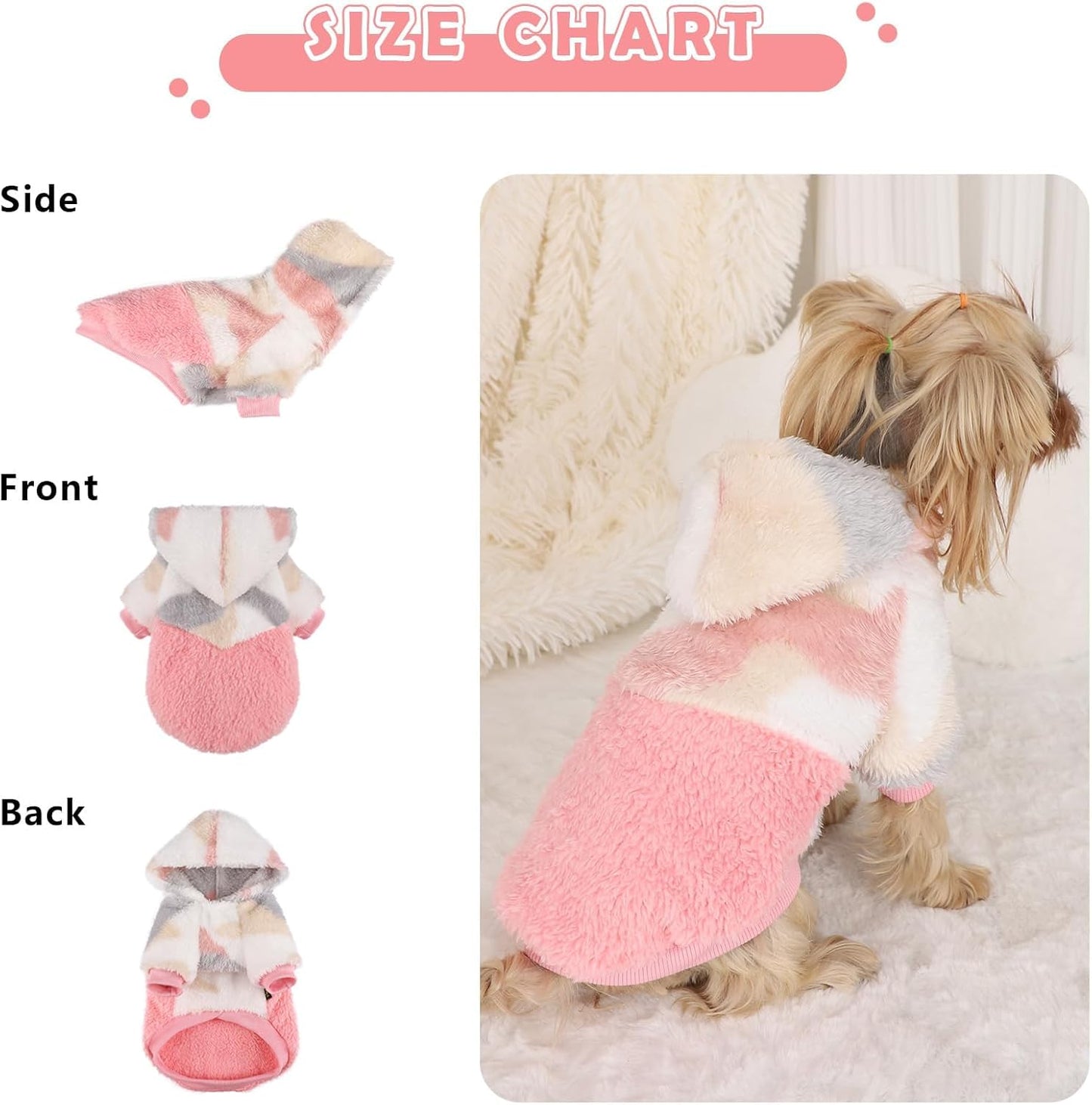 Small Dog Sweater for Dogs Hoodies,Winter Clothes Boy Girl Male Female,Warm XXS Fleece Hoodies Pet Coat Apparel Outfit (XXS, Pink