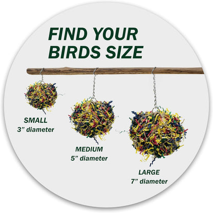 Super Shredder Ball - Bird Cage Accessories to Keep Your Bird Busy Foraging for Hidden Treasures - Non-Toxic, Easy to Install Bird Foraging Toys for Large Sized Birds - 7 Inch