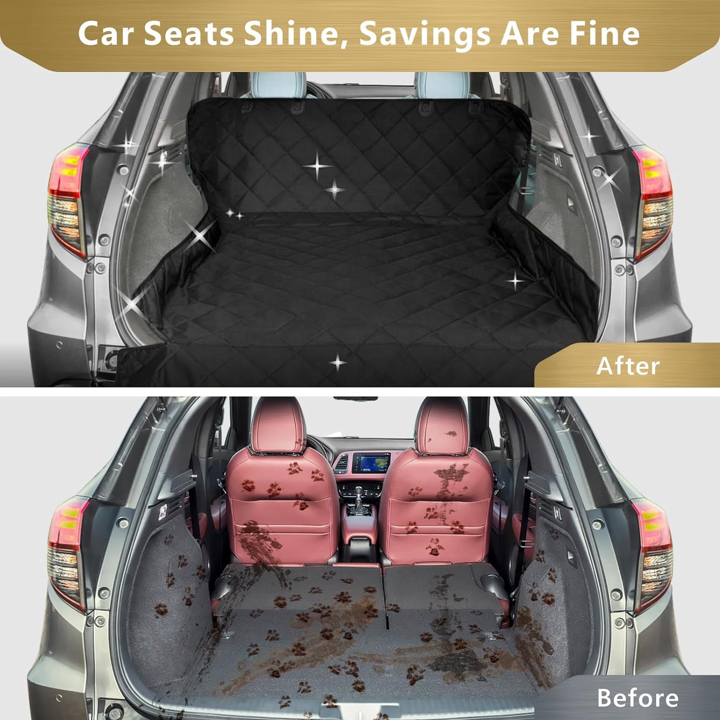 F-color SUV Cargo Liner for Dogs, Water Resistant Pet Cover Dog Seat Mat SUVs Sedans Vans with Bumper Flap Protector, Non-Slip, Large Size Universal Fit, Black - Pawvie