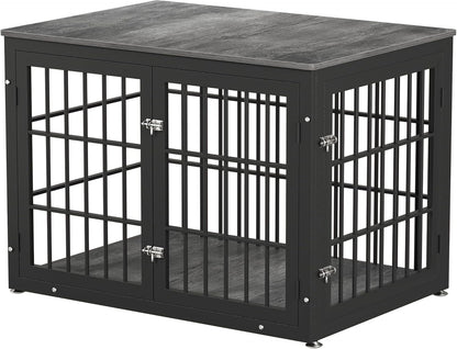 42 Inch Heavy Duty Dog Crate Furniture for Large and Medium Dogs, Decorative Pet House End Table, Wooden Cage Kennel Furniture Indoor, Gray