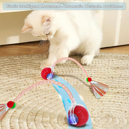New Upgraded Cat Ball Toy - Speedy Tail 2.0 Cat Toy, Interactive Cat Toy Ball, Stimulating Toys and Juguetes para Gatos, Cat Toys for Bored Indoor (Red)