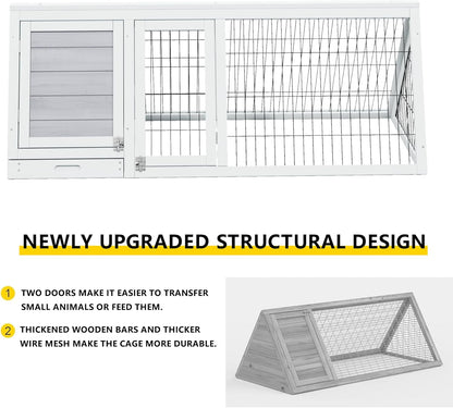 Quail Cages,Wooden Chicken Coop,Nesting Boxes for Chickens,Brooder Box Indoor Outdoor,A-Frame Poultry Duck House with Ventilating Wire Rabbit Hutch for Small Animals,Sold by Zyphorinth (Grey)