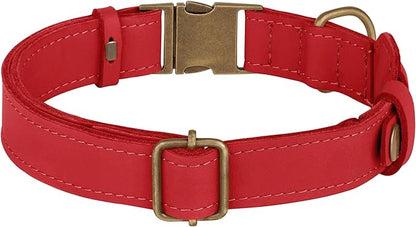 AirTag Dog Collar - Genuine Leather Dog Collar with Apple AirTag Holder and Metal Buckle - Smart GPS Tracking Pet Collars (Red, XL, 20"-25" Neck Fit)