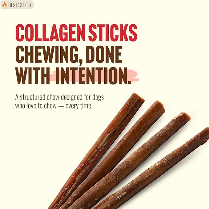 Natural Farm Bully Coated Gourmet Collagen Sticks (12 Inch, 5 Pack), Real Bully Beef Coated, 95% Natural Collagen, Supports Healthy Joints, Skin & Coat - Best for Small & Medium Dogs