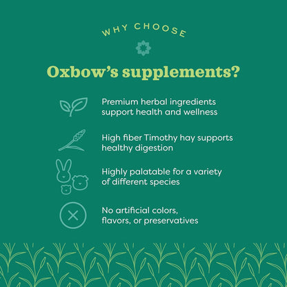 Oxbow Animal Health Natural Science Multi-Vitamin, High Fiber Supplement for Rabbit & Guinea Pig, Made with Timothy Hay, Multi-Pet Households, Omega 3 & 6 Fatty Acids, Made in USA, 4.2 oz Bag
