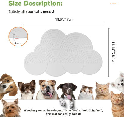 Li&Zhao Dog Food Mat - Cloud Cat Food Mat Pet Food Mat Dog Bowl Mat Waterproof Pet Mats for Food and Water for Floors Waterproof(Gray)
