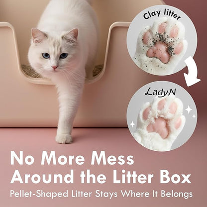 Lady N Tofu Cat Litter, Strong Clumping Ultra Absorbent Natural Litter, Dust-Free Low Tracking Cat Litter Pellets, Enviro-probiotic and Activated Carbon for Odor Control 18lb (Boba Tea+ Unscent)