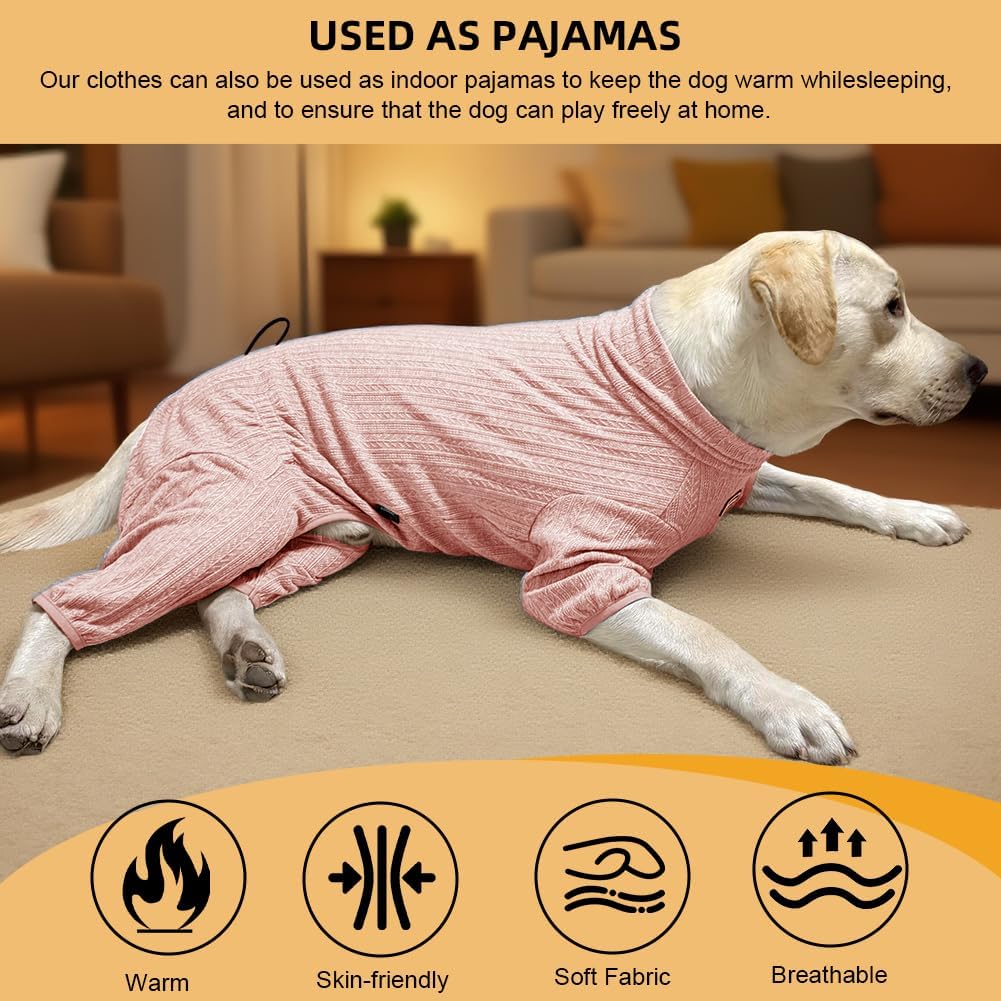 Dog Pyjamas PJS Sweater Clothing and Loungewear Suitable for Small to Medium Breeds of Dogs, Neutering Suits, Extra-Large Stretch Fabric, Four-Legged Dogs Clothes Pyjamas (Sweater Pink, XL)