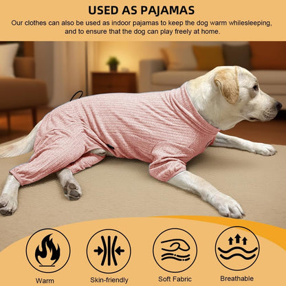 Dog Pyjamas PJS Sweater Clothing and Loungewear Suitable for Medium to Large Breeds of Dogs, Neutering Suits, Extra-Large Stretch Fabric, Four-Legged Dogs Clothes Pyjamas (Sweater Pink, 2XL)