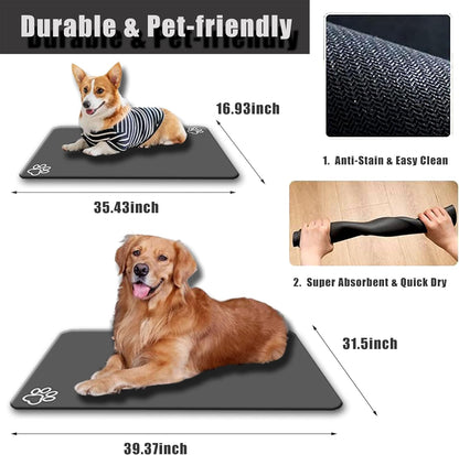 Large Boho Dog Cat Food Mats for Floors, Absorbent Dog Bowl Mat for Food and Water Dispenser Mat, Quick Dry Pet Supplies(Vintage Orange, 36'' x 16'')