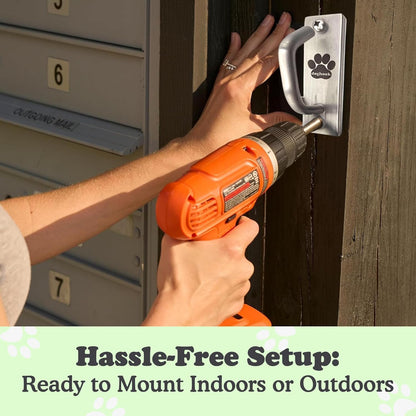 Canine Hitch- Secure Dog Leash Parking Mounted Indoor – Outdoor Wall Hook - Tie Out Stainless Steel Practical Lead Management for Home & Business, Standard Size 2 Pack