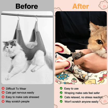 35.5" Cat Grooming Wrap Cat Wrap for Cutting Nails Cat Restraint for Nail Clipping Cat Swaddle Wrap Cat Burrito Wrap XL(Within 22lbs) Anti-Scratch Anti-Escape Multifunctional Pet Tool
