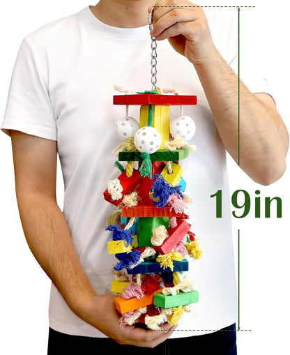 Bird Toys for Parrots, Parakeet Toys Natural Woode Parrot Toy for Large Medium Parrots Bird Shredding Chew Toy for Macaw, Cockatoos, Cockatiels,Budgie