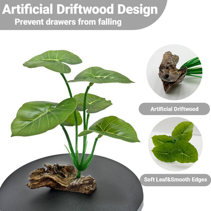 Aquarium Decor Fish Tank Plant Decorations 6-in Betta Leaf Hammock, Artificial Silk Aquarium Plants Realistic for Betta Fish Tank Accessories, Goldfish, Reptile Plants Decor Driftwood