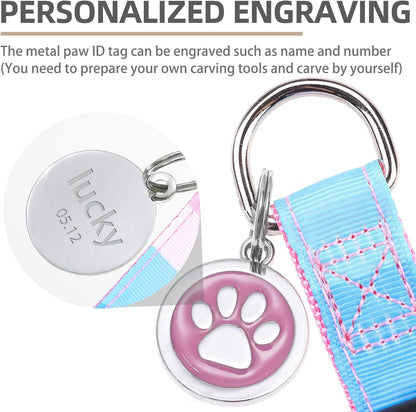 PUPTECK No Pull Dog Harness Soft Adjustable Basic Nylon Step in Puppy Vest Outdoor Walking with ID Tag, Striped Pink, S