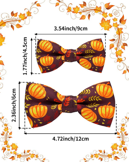 PET SHOW 10 Pack Thanksgiving Small Dog Bow Ties Sliding Collar Attachments Puppy Cats Pumpkin Turkey Patterns Bowties for Medium Dogs Fall Bowknots Party Holiday Pet Grooming Accessories(Small)