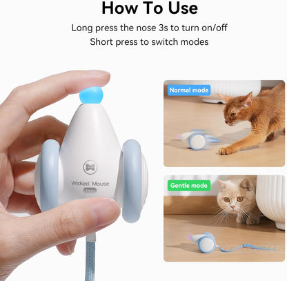 Cheerble Interactive Cat Toys for Indoor Cats, Automatic Moving Kitten Toys, Wicked Mouse Neo Cat Toy with Tail & Lights, Pet Cat Supplies, Rechargeable Cat Toys for Bored Indoor Adult Cats,Blue