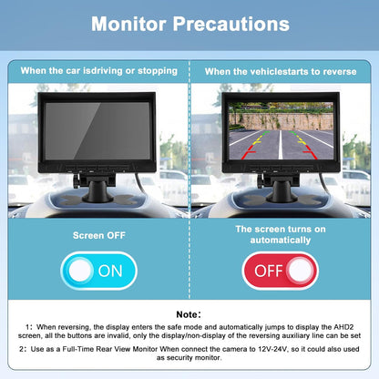 Wired AHD Backup Camera System, IP69 Metal Camera, Night Vision, 7" 1080P Monitor Kit with 15M Extension Cable and Remote Control for Trucks Buses Vans Trucks Trailers RVs Campers