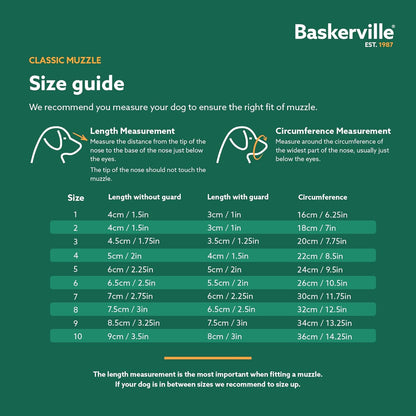 Baskerville Classic Basket Muzzle - Dog can Pant and Drink, Prevents Biting and Food Waste Scavenging, Strong TPR, Breathable Dog Training Muzzle for Long Nosed Medium to Large Dogs (Size 7)