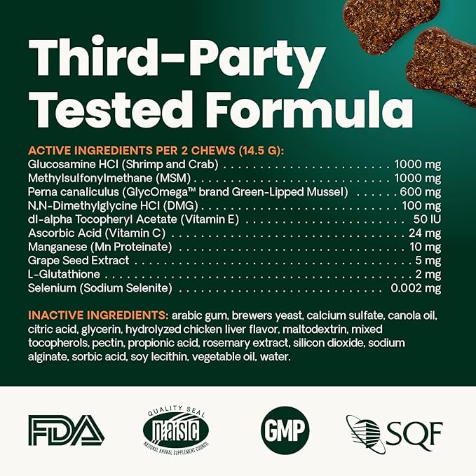 VetriScience Extra Strength Hip & Joint Supplement for Dogs, GlycoFlex 3 – Vet Formulated Glucosamine, MSM & Green-Lipped Mussel Chews for Mobility, Flexibility & Joint Support, Chicken Flavor, 120ct